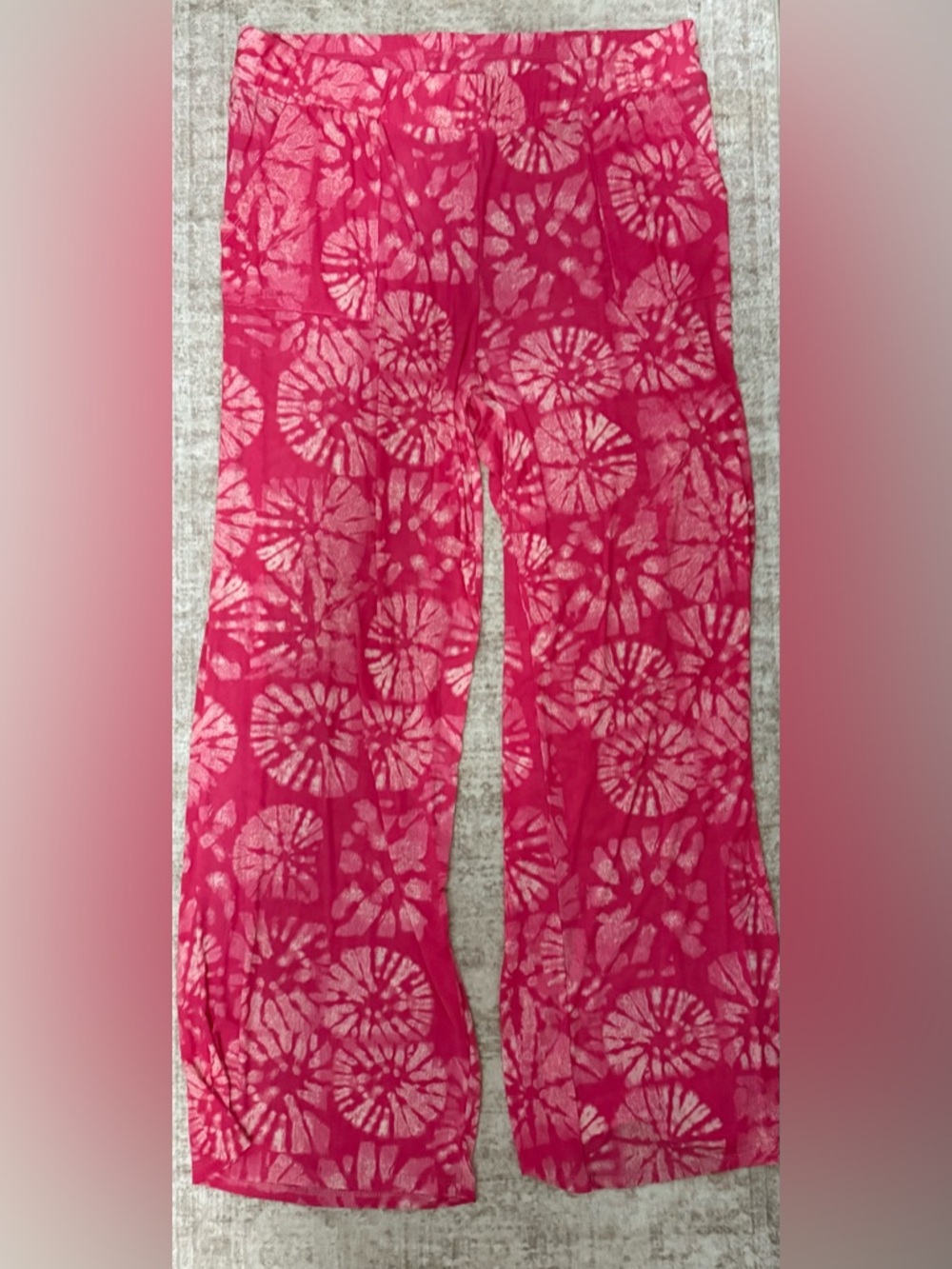 Bright Pink Tie-Dye Wide Leg Beach Pants